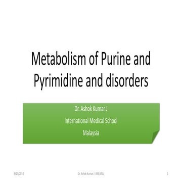 Purine pyrimidine metabolism and disorder