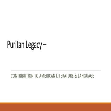 Puritan legacy