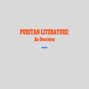 Puritan literature   overview