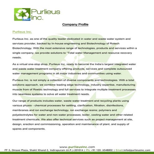 Purlieus Inc., Ghaziabad, Sewage Treatment Plants