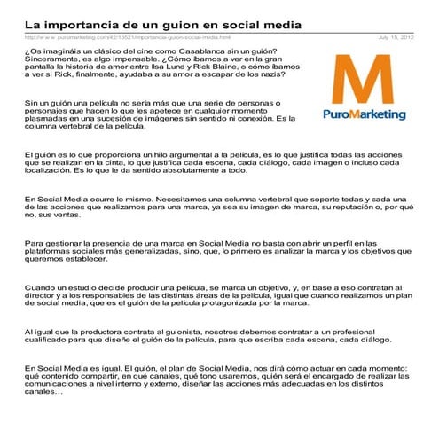 La importancia de un guión en social media