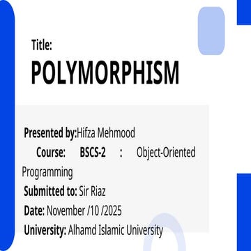 oop pillor polymorphism Code Presentation