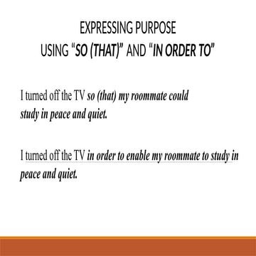 Showing Purpose between two clauses in english | PPTX