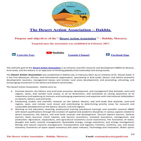 The Program. ENCG Dakhla. Third International Congress on Desert ...