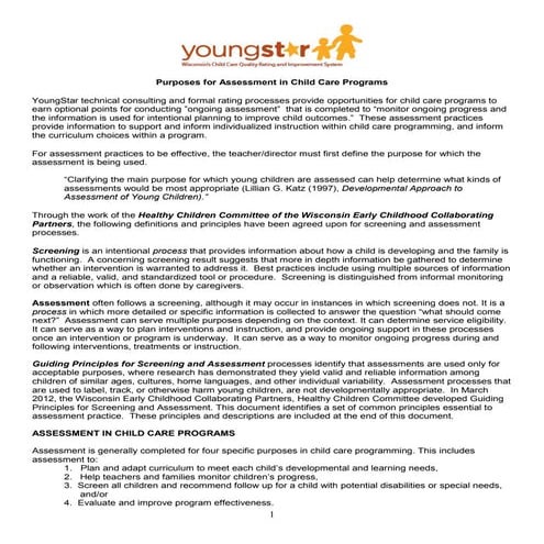 Purpose for assessment