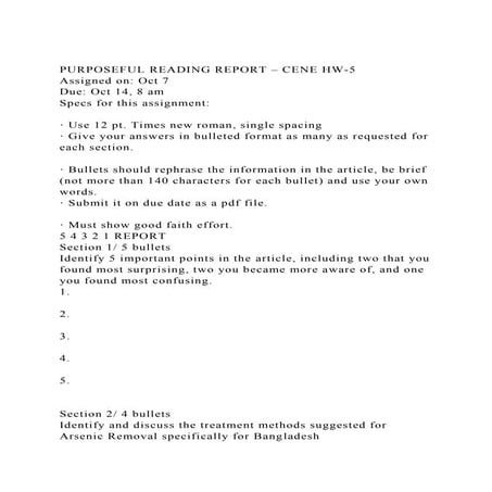 PURPOSEFUL READING REPORT – CENE HW-5Assigned on Oct 7 Due O.docx