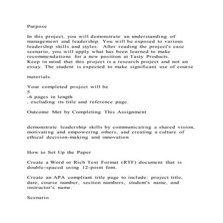 Purpose In this project, you will demonstrate an understanding o | DOCX