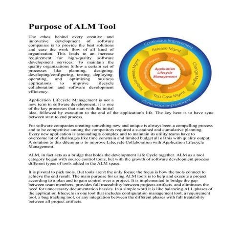 Purpose Of ALM Tool