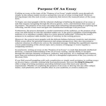 Purpose Of An Essay