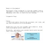 Purpose of Assignment The purpose of this assignment is to p | DOCX
