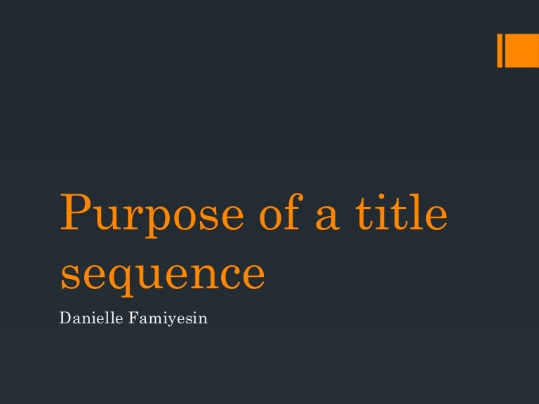 Purpose of a title sequence