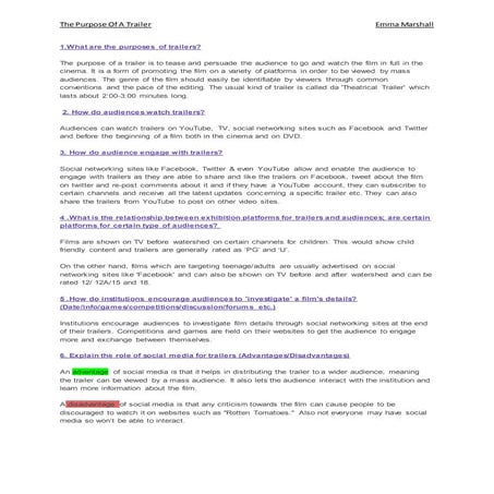 Purpose of a trailer