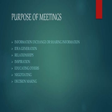 Purpose of meetings