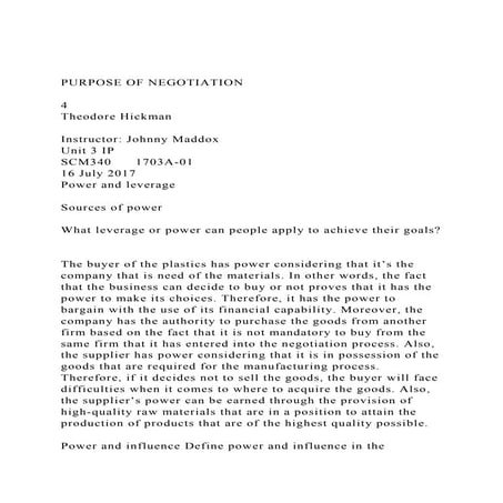 Negotiation skills assignment | DOCX