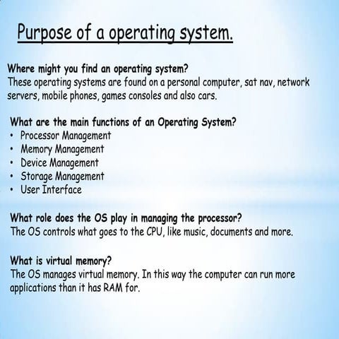 Purpose of OS