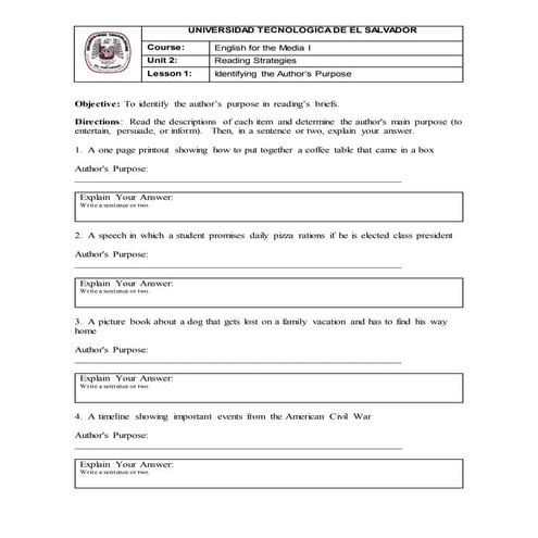 Purpose of reading guide 1