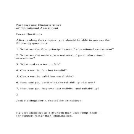 Purposes And Characteristics Of Educational AssessmentF docx