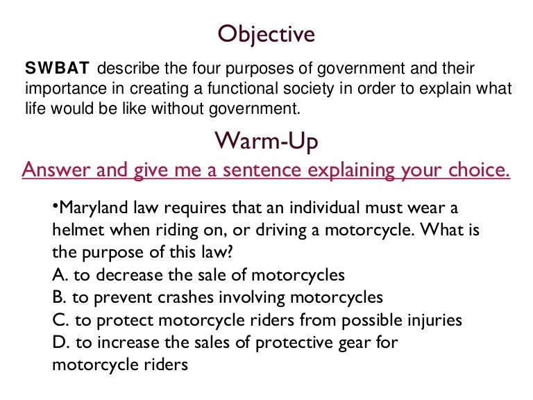 Purposes Of Government 1