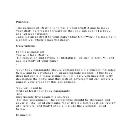 Purpose The purpose of Draft 3 is to build upon Draft 2 and.docx