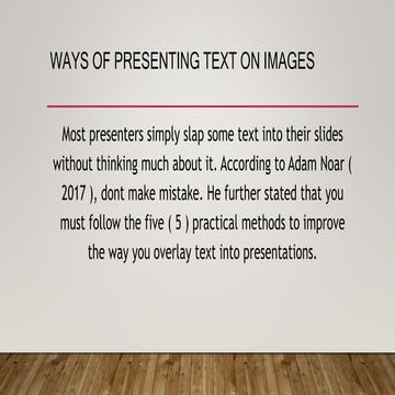 Ways of Presenting Text in an Image : Report in Communication