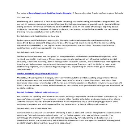 Dental Assistant School