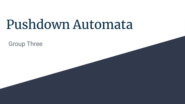 Pushdown Automata Theory