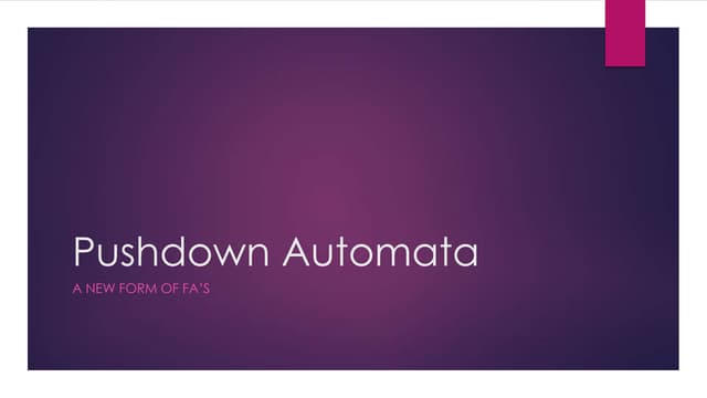 Pushdown autometa
