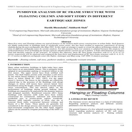 Pushover analysis of rc frame structure with floating column and soft story i...