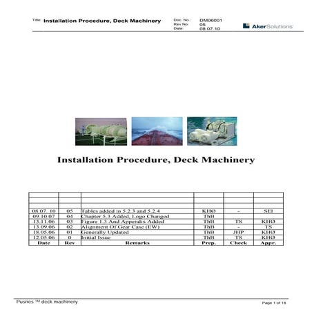 Pusnes™  Deck Machinery Installation Procedure
