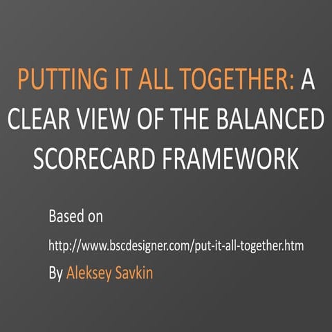 Put it-all-together: Business or Balanced Scorecard, KPIs, Strategy Map
