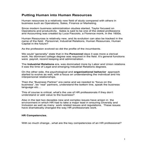 Putting human into human resources