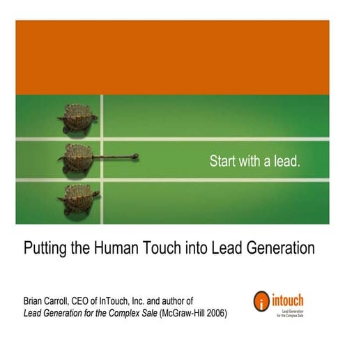 Putting The Human Touch Into Lead Generation 12 9 08
