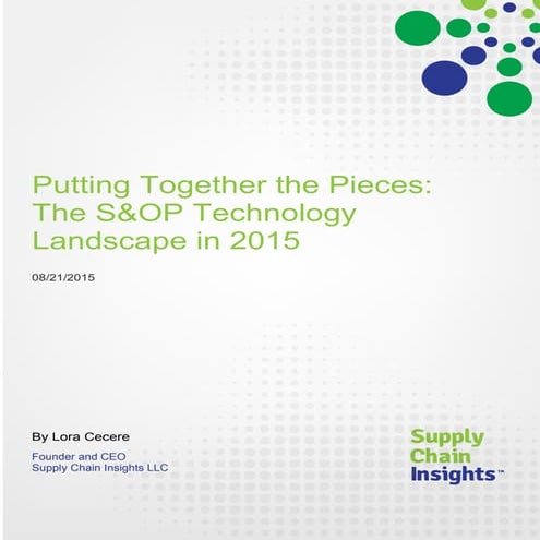 Putting Together the Pieces - The S&OP Technology Landscape - 20 AUG 2015
