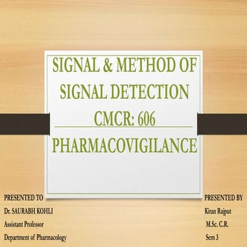 Pharmacovigilance signal and signal detection