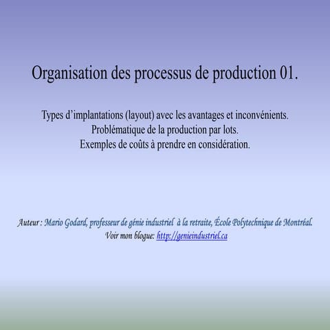 Organisation des processus de production 01.