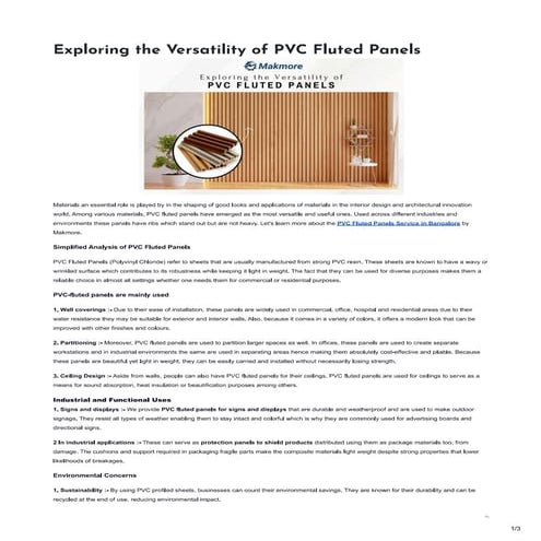 Exploring the Versatility of PVC Fluted Panels | PDF