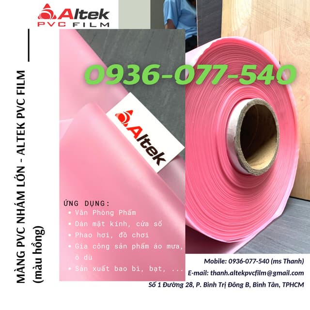 Màng PVC nhám lớn - màu hồng - Altek PVC Film | PDF
