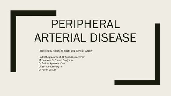 Physiotherapy Management in Peripheral arterial disease | PPT
