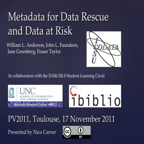 Metadata for Data Rescue and Data at Risk