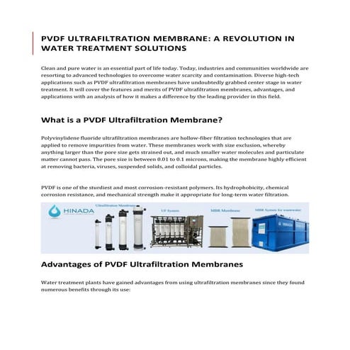 PVDF Ultrafiltration Membrane_ A Revolution in Water Treatment ...