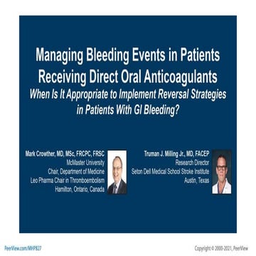 Managing Bleeding Events in Patients Receiving Direct Oral ...