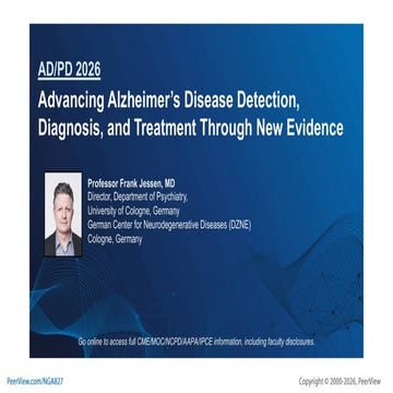 AD/PD 2026: Advancing Alzheimer’s Disease Detection, Diagnosis, and ...