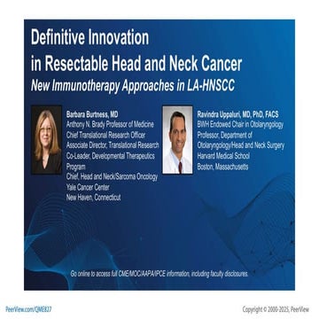 Definitive Innovation in Resectable Head and Neck Cancer: New ...