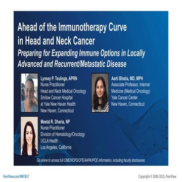 Ahead of the Immunotherapy Curve in Head and Neck Cancer: Preparing for ...