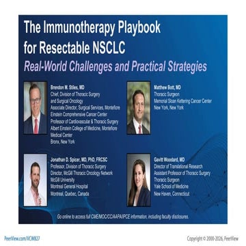 The Immunotherapy Playbook for Resectable NSCLC: Real-World Challenges ...