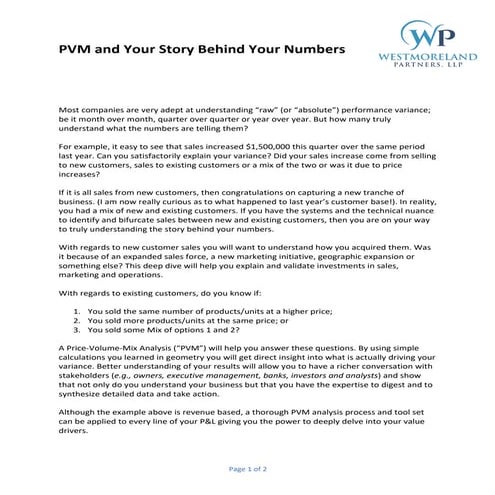 PVM :: Westmoreland Partners | PDF