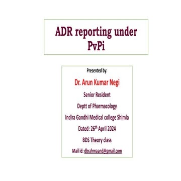 PvPI ADR reporting  communication under pvpi