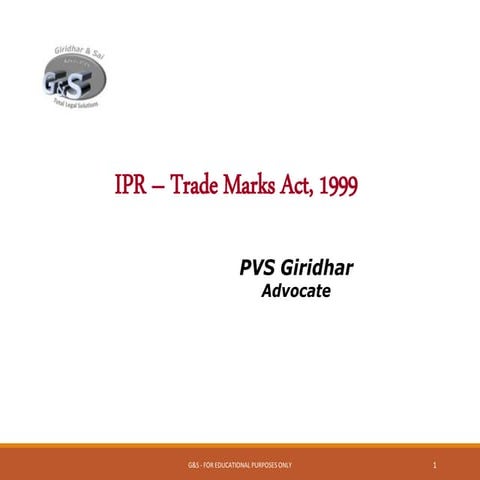 Intellectual Property Rights - Trademark | PPTX