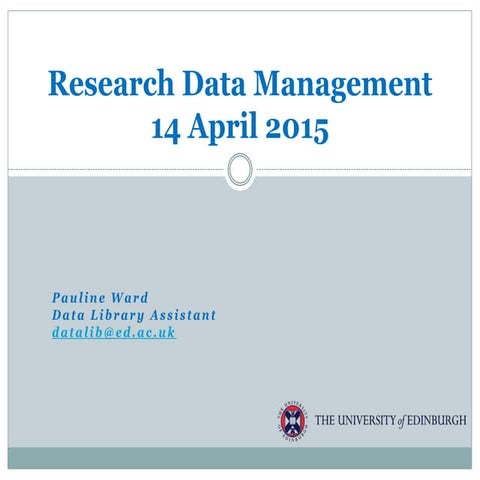 Why Research Data Management is important: Workshop with graduate students of...