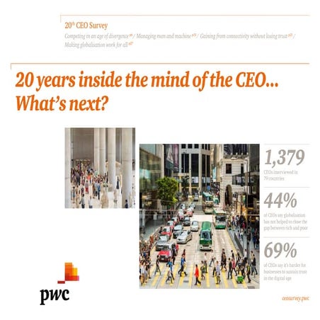 Etude PwC "20ème édition de la CEO Survey" - Janvier 2017
